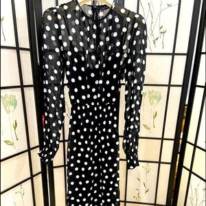Zara Woman black with white polka dot sheer dress